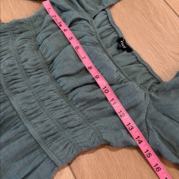 Trixxi Milk Maid Tiered Green Dress Sz L Cottagecore Spring Flowy - Picture 4 of 8